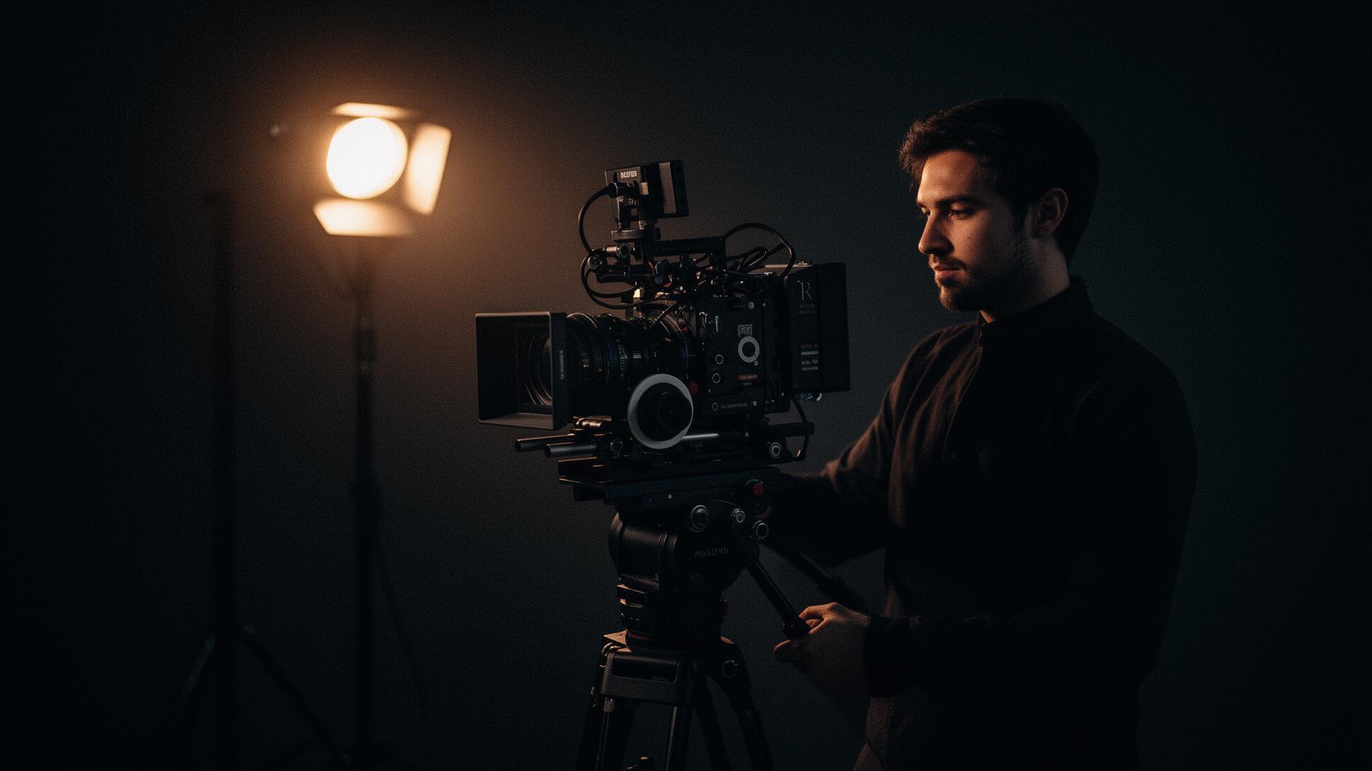 Operador de câmara em produção de vídeo